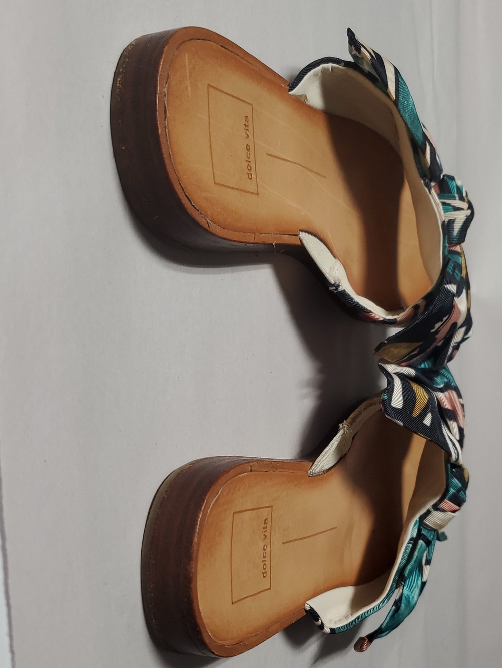 Dolce Vita Parin Teal & Pink Knot Bow Slide Sandals Size 9 Tropical Resortwear - Picture 6 of 14